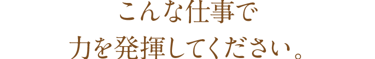 こんな仕事で力を発揮してください。